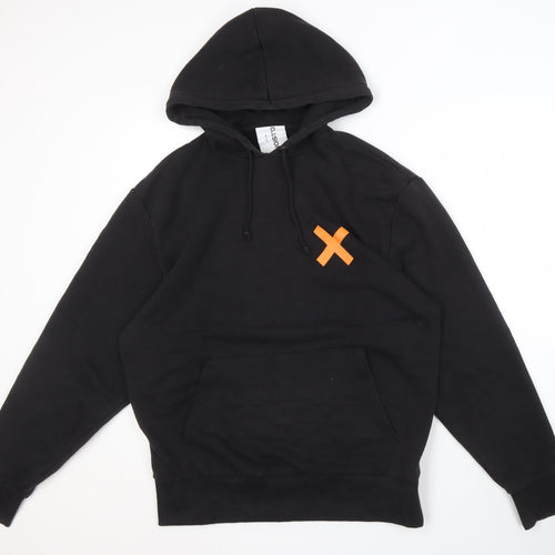 COLLUSION Unisex Black Logo Hoodie, Size S
