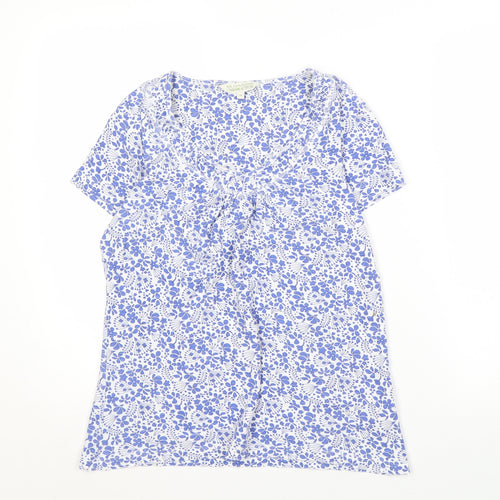 RJR John Rocha Women's Blue Floral V-Neck Top