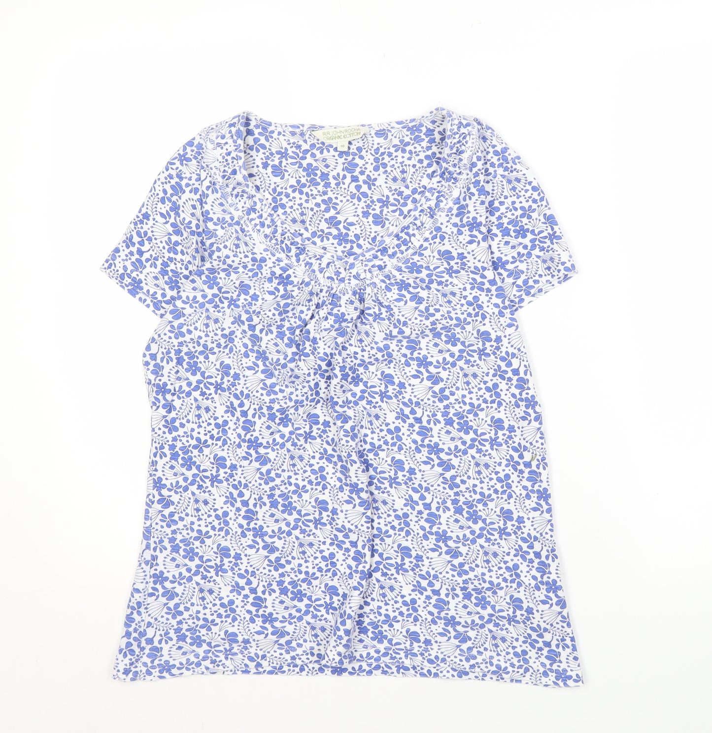 RJR John Rocha Women's Blue Floral V-Neck Top