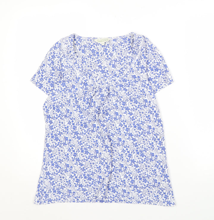 RJR John Rocha Women's Blue Floral V-Neck Top
