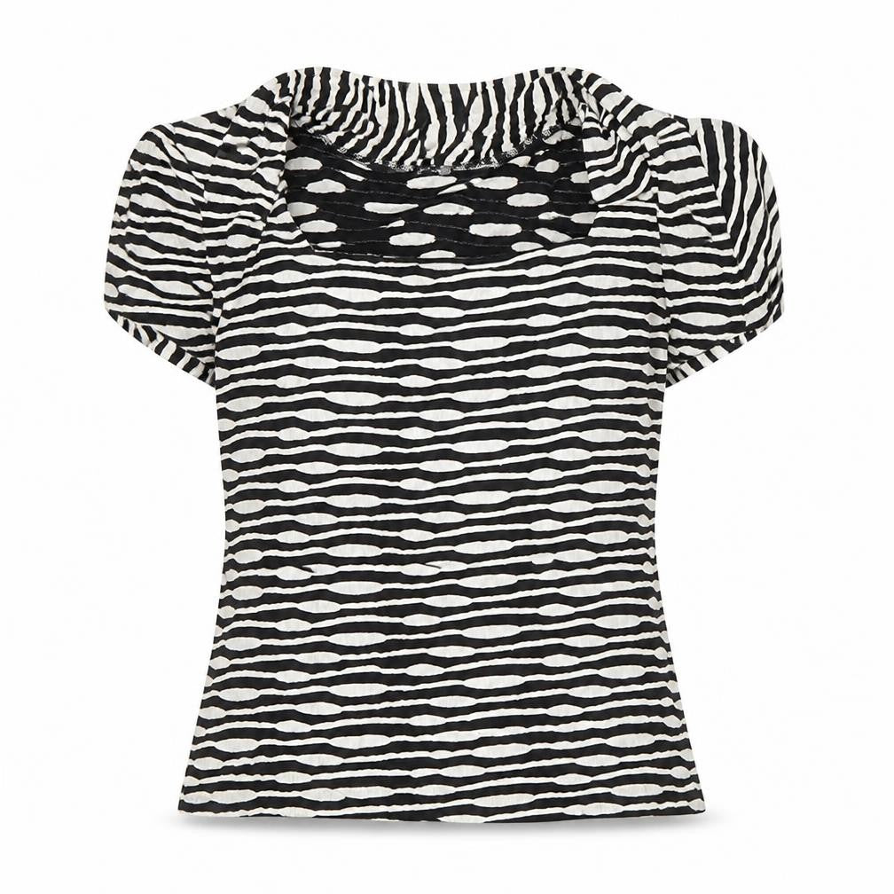 Front view of Alex & Co. Women's Black Animal Print Top L