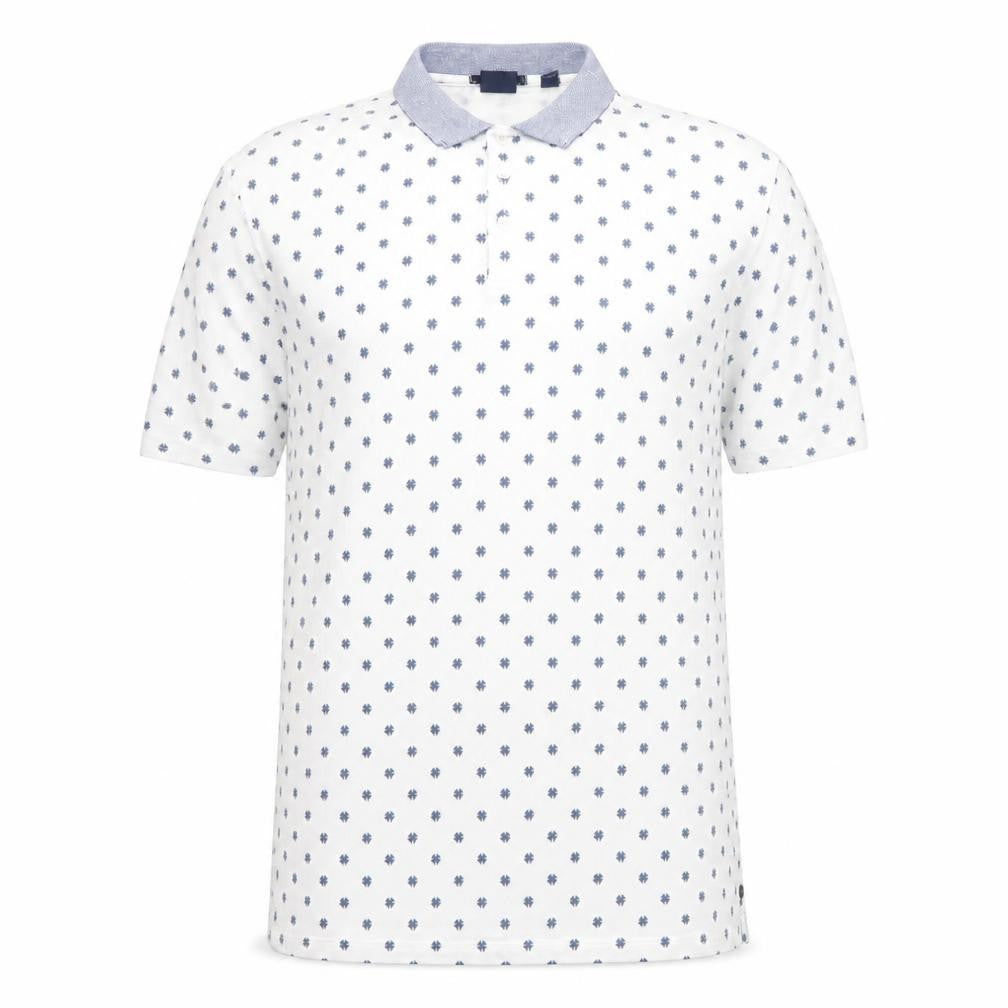 Scotch & Soda Men's White Geometric 2XL Polo Shirt