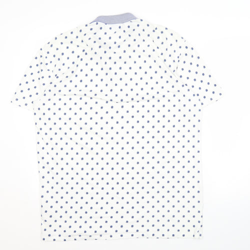Scotch & Soda Men's White Geometric 2XL Polo Shirt
