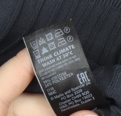 Marks and Spencer Women's Black Polo Top - Size 10