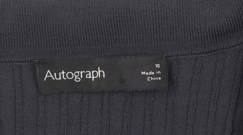 Marks and Spencer Women's Black Polo Top - Size 10