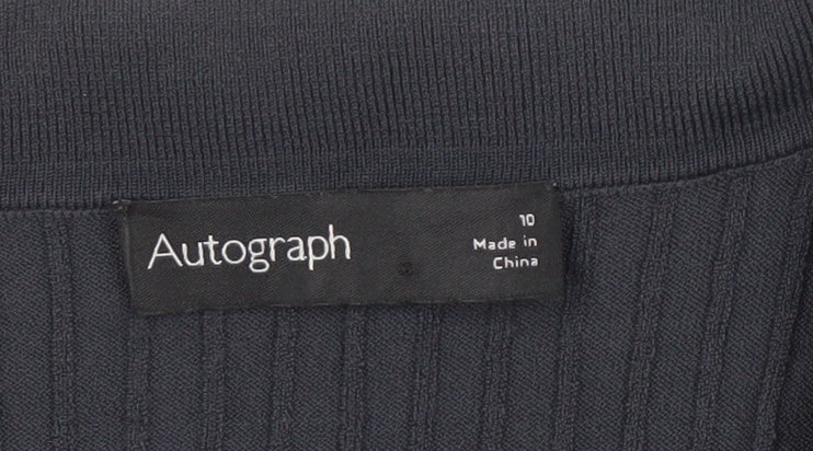 Marks and Spencer Women's Black Polo Top - Size 10