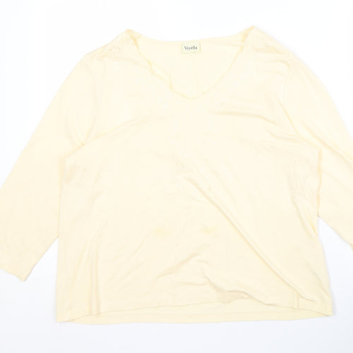 Viyella Women's Ivory Embroidered 3/4 Sleeve Top L