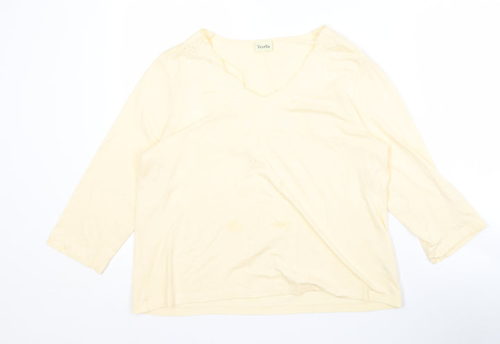 Viyella Women's Ivory Embroidered 3/4 Sleeve Top L