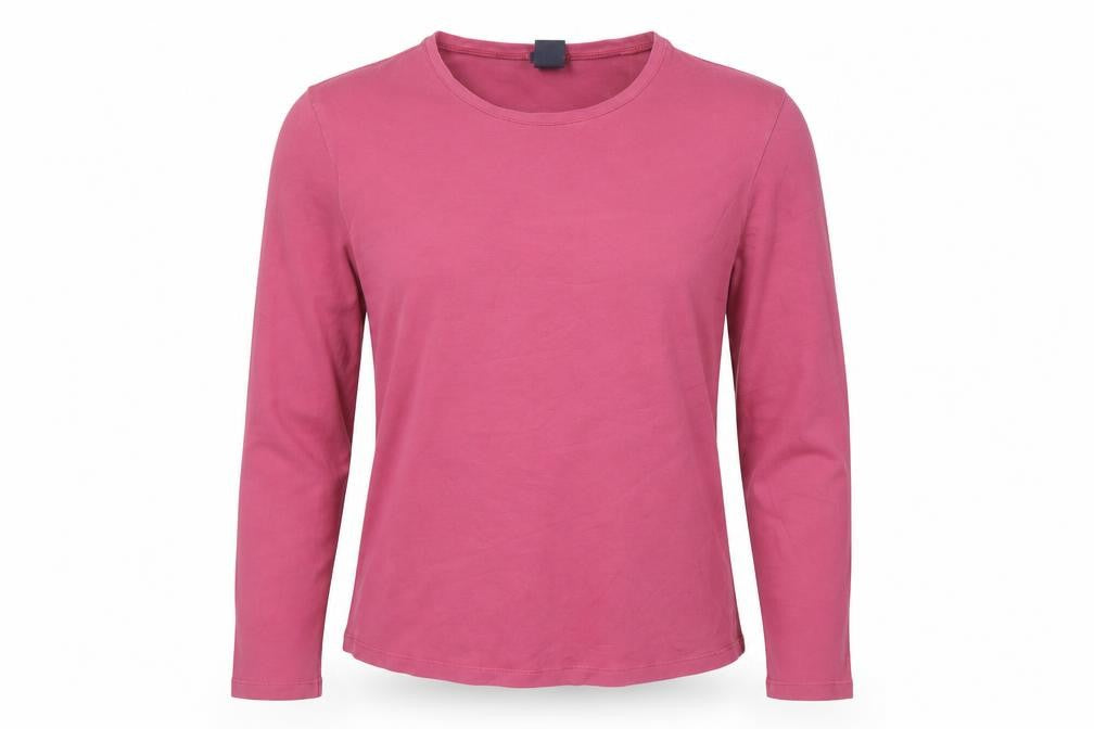 Front view of Gap Women's Pink Long Sleeve T-Shirt, size M, Basic Style