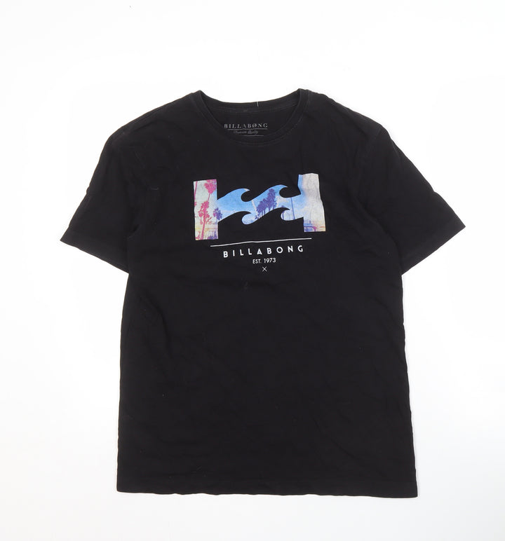 Billabong Unisex Black T-Shirt Size 14 Lightweight Casual