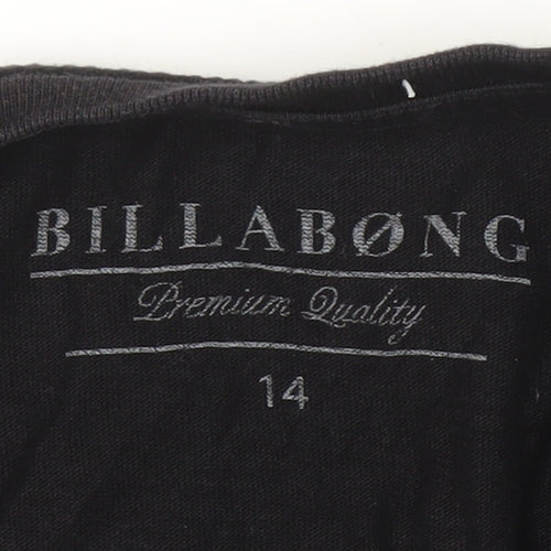 Billabong Unisex Black T-Shirt Size 14 Lightweight Casual