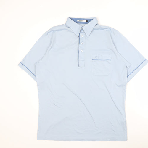Farah Men's Blue L Polo Shirt - Classic Short Sleeve