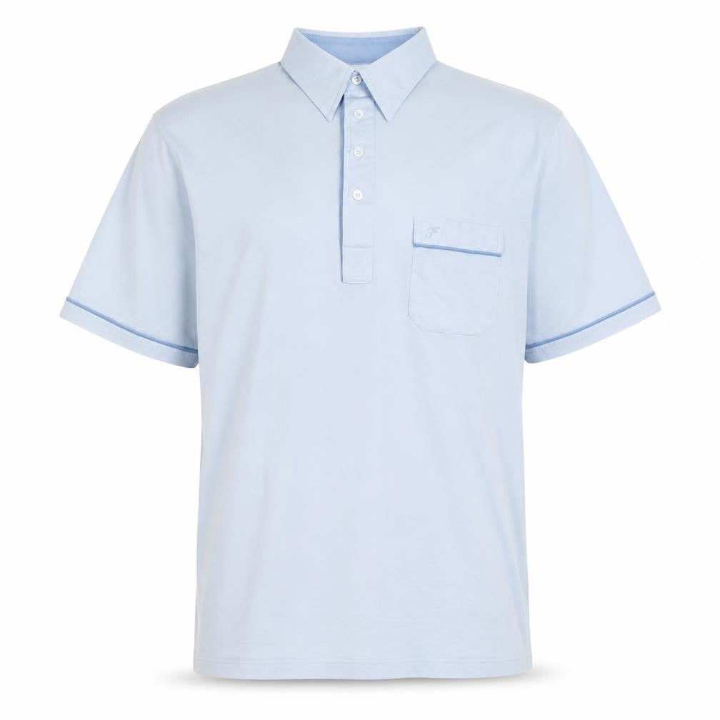 Front view of Farah Men's Blue L Polo Shirt - Classic Short Sleeve