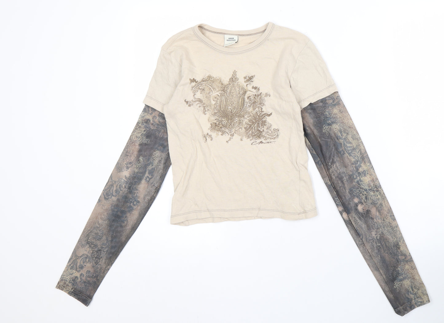 Urban Outfitters Beige Cropped Women's T-Shirt M