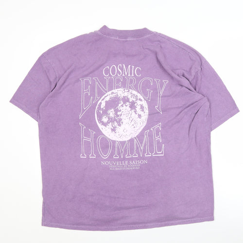 boohooMAN Men's Purple Medium Cosmic Moon T-Shirt