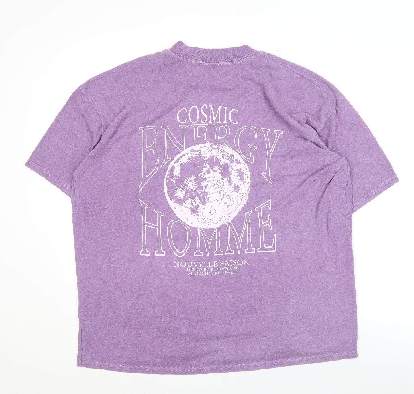 boohooMAN Men's Purple Medium Cosmic Moon T-Shirt