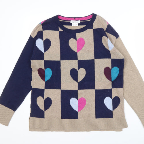 White Stuff Women's Multicoloured Heart Jumper, Size 14
