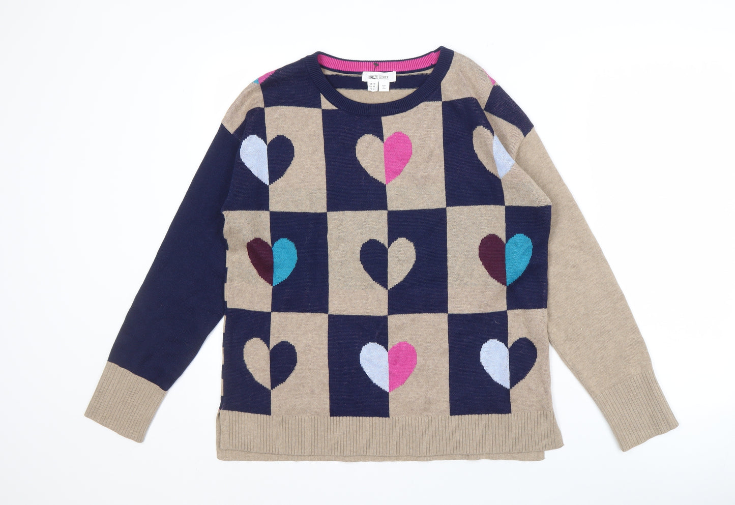 White Stuff Women's Multicoloured Heart Jumper, Size 14