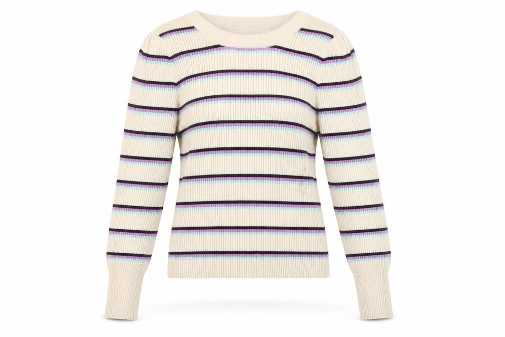 Front view of Fabienne Chapot Women's Beige Striped jumper
