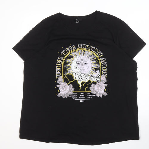 New Look Women's Black Graphic T-Shirt Size 24