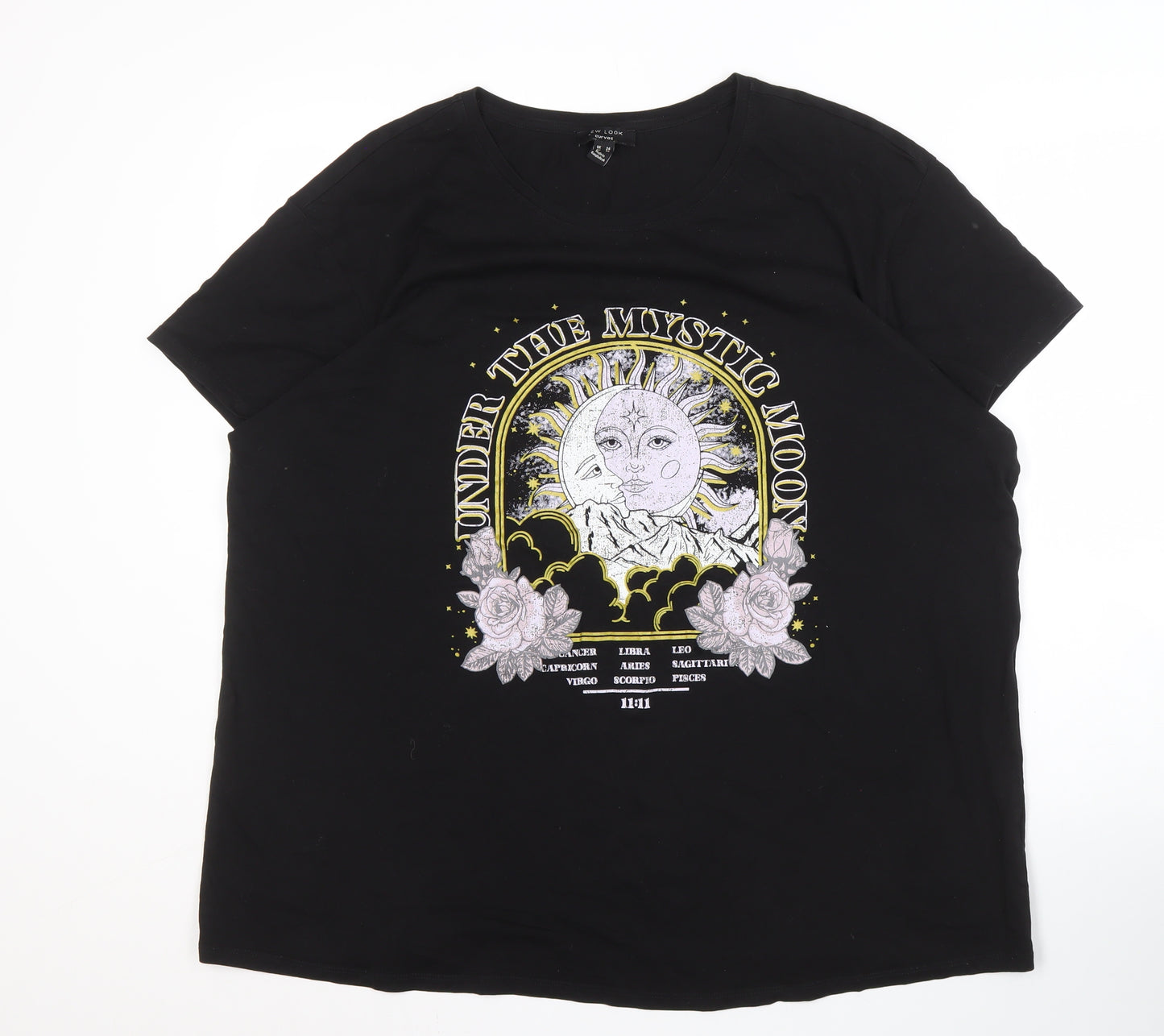 New Look Women's Black Graphic T-Shirt Size 24