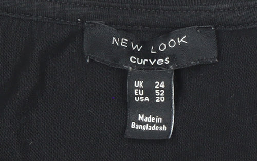 New Look Women's Black Graphic T-Shirt Size 24