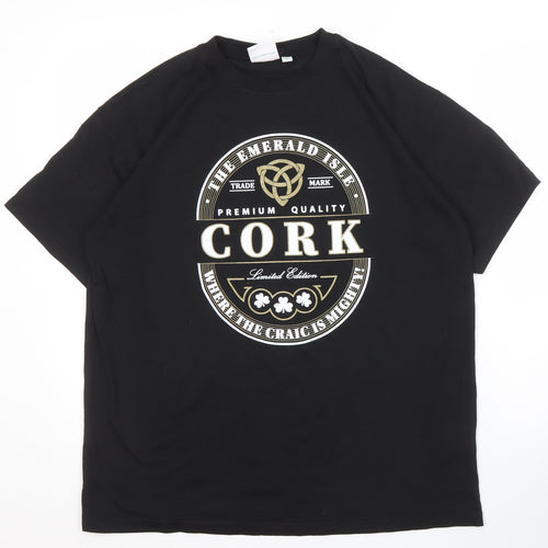 Traditional Craftwear Men's Black T-Shirt L Relaxed Fit
