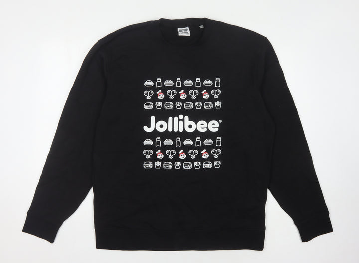 Russell Men's Black XL Graphic Print Pullover Sweatshirt