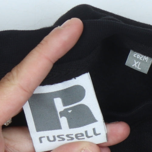 Russell Men's Black XL Graphic Print Pullover Sweatshirt
