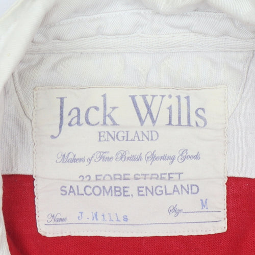Jack Wills Men's Red Polo M Long Sleeve Embroidered