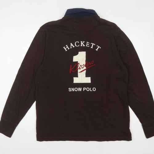Hackett Men's Brown Graphic Polo, Medium, Rugby Style