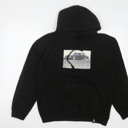 Men's Black Cotton Pullover Hoodie M