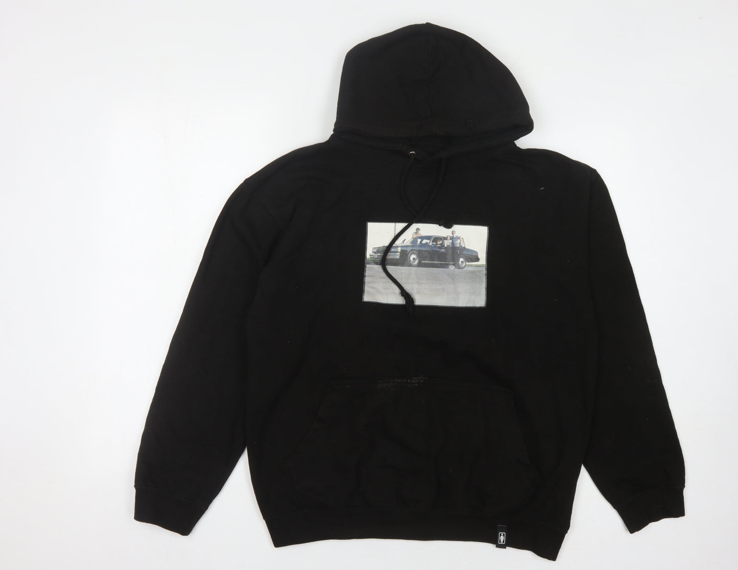 Men's Black Cotton Pullover Hoodie M