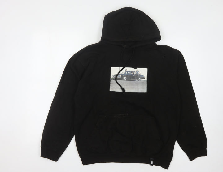Men's Black Cotton Pullover Hoodie M
