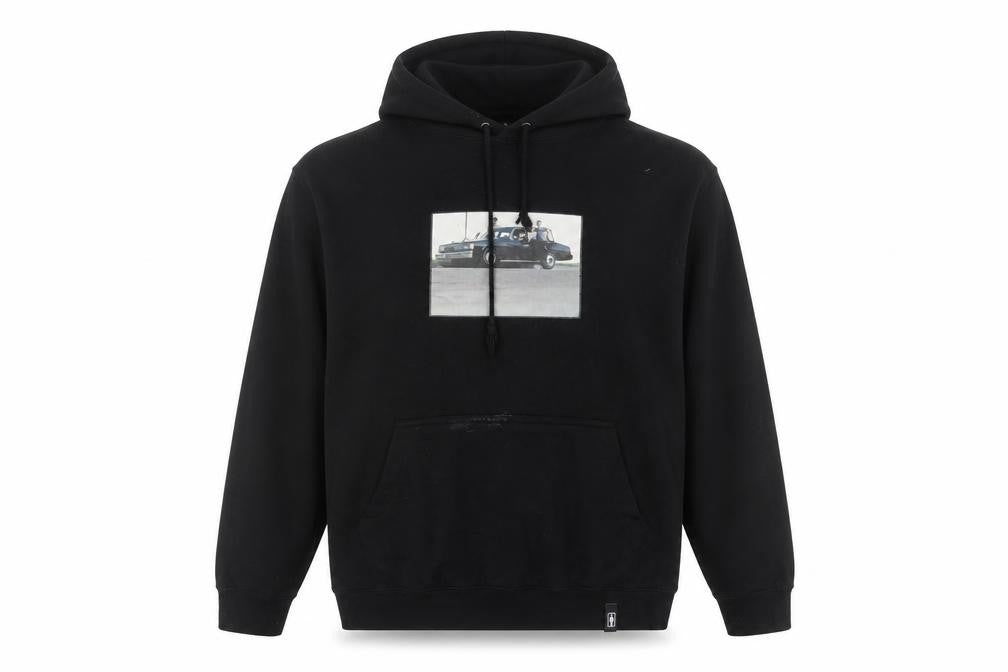 Front view of Men's Black Cotton Pullover Hoodie M