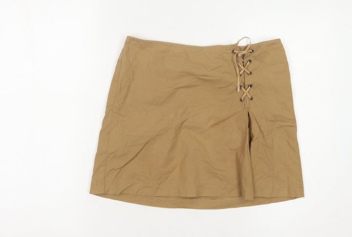 United Colors of Benetton Women's Beige Lace-Up Skirt Size 14