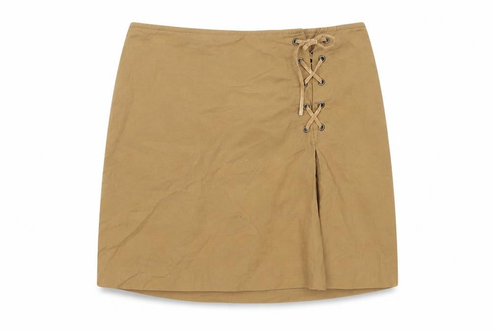 United Colors of Benetton Women's Beige Lace-Up Skirt Size 14