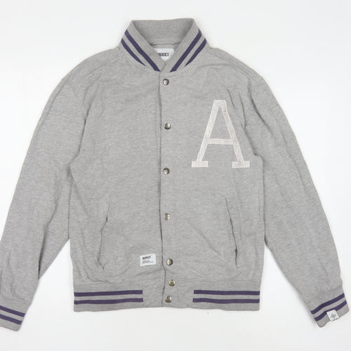 Addict Men's Grey Varsity Jacket, Size S, Casual Style