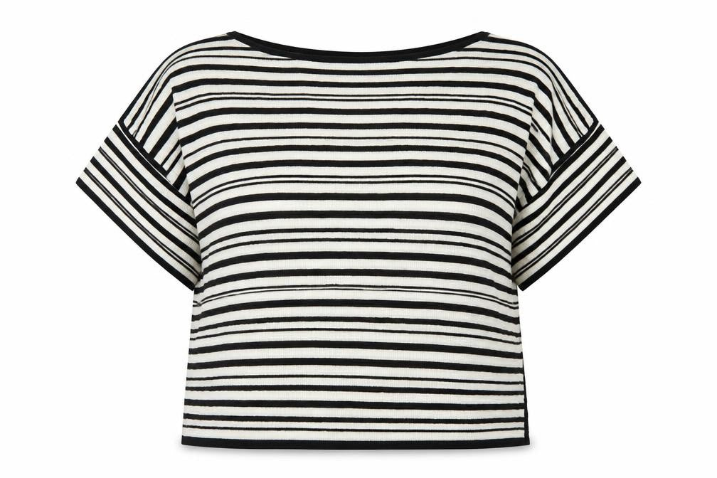 Front view of Phase Eight Women's Black Striped Pullover, size 18