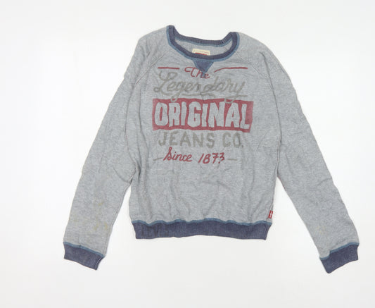 Levi's Boys Grey Pullover Jumper 14 Years, Graphic Print