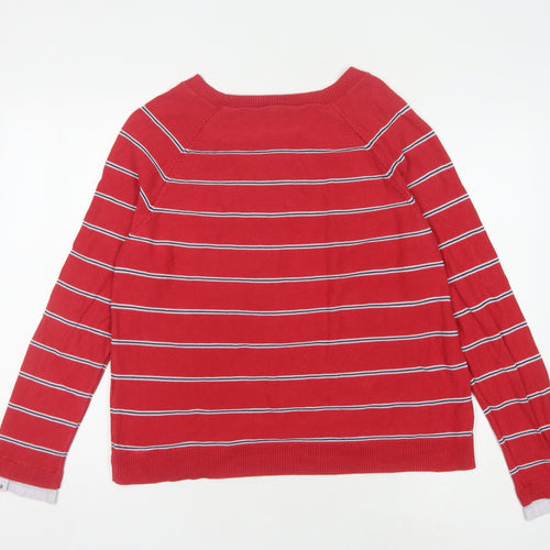 Esprit Women's Red Striped Pullover Jumper - L