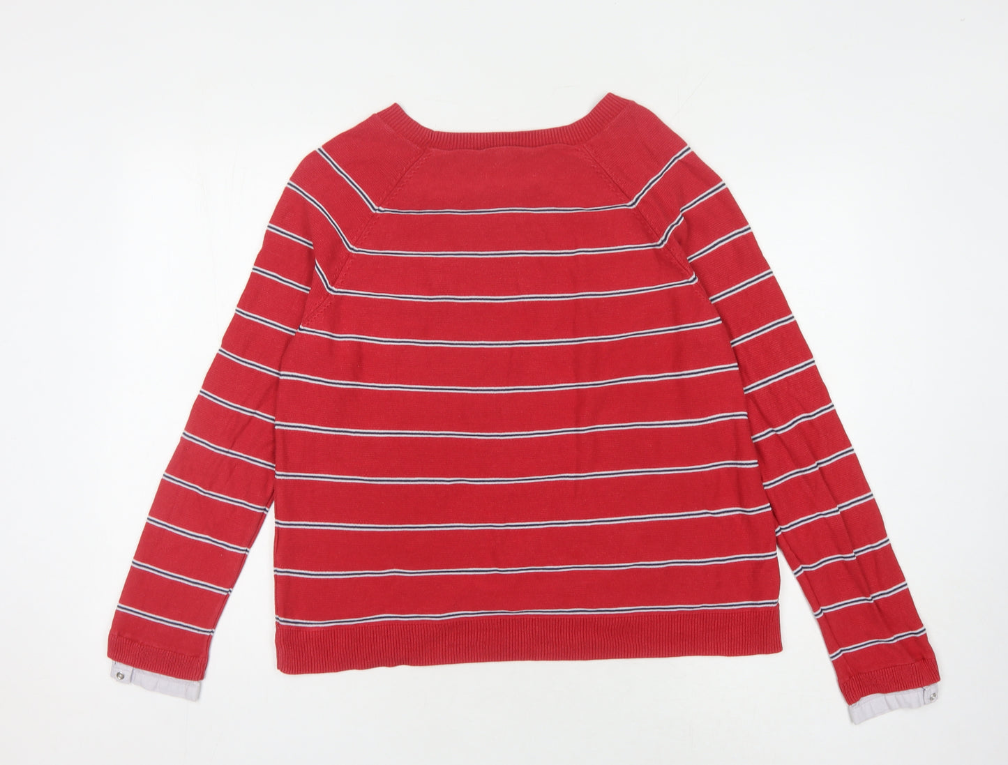 Esprit Women's Red Striped Pullover Jumper - L