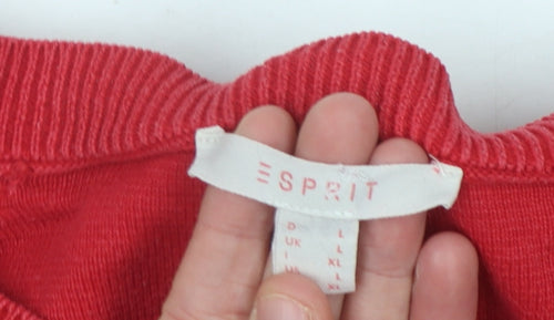 Esprit Women's Red Striped Pullover Jumper - L