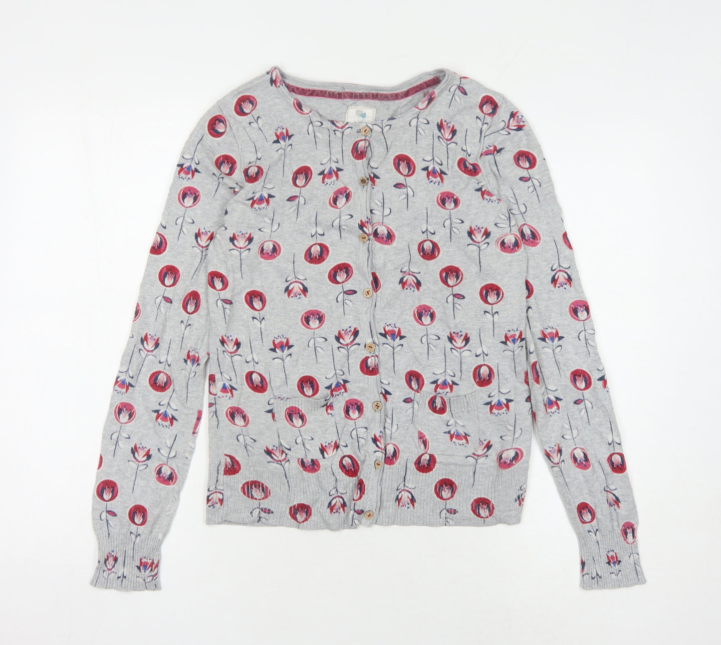 Mantaray Women's Floral Cardigan - Grey, Size 14