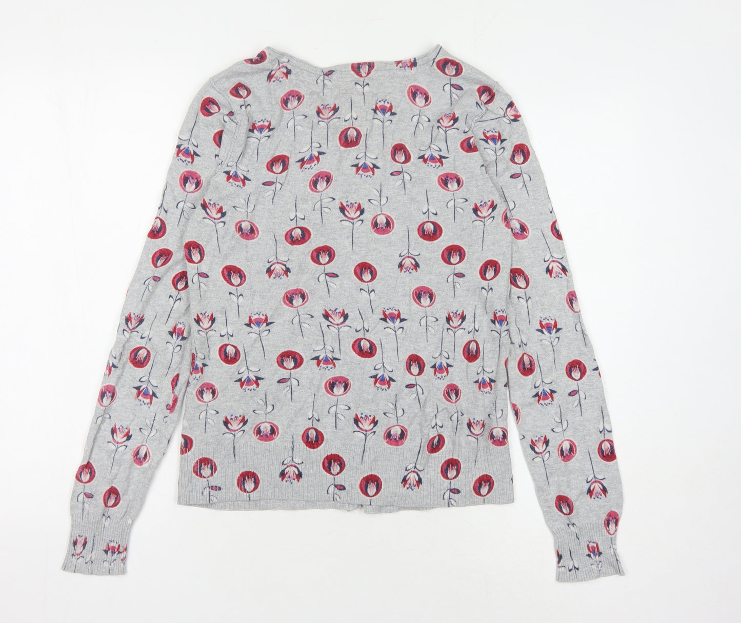 Mantaray Women's Floral Cardigan - Grey, Size 14