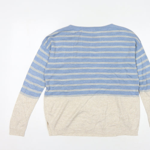 Fat Face Women's Blue Striped Pullover Jumper Size 10