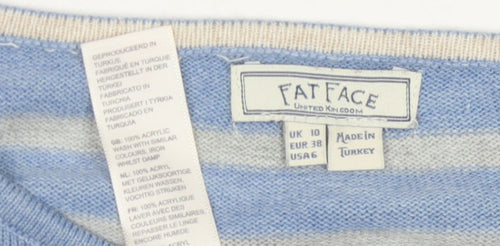 Fat Face Women's Blue Striped Pullover Jumper Size 10