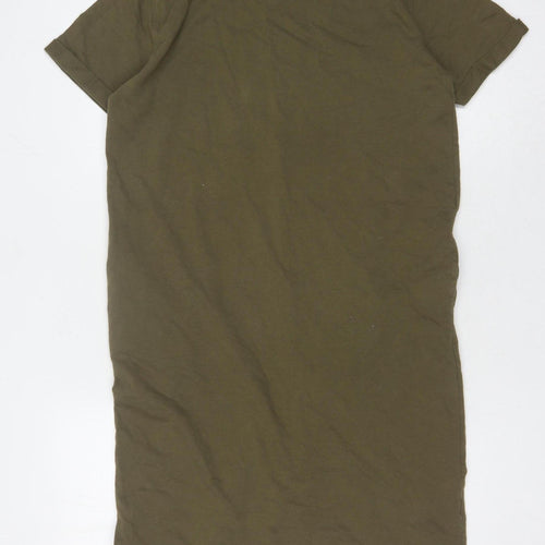 Pull&Bear Women’s Green T-Shirt Dress, Size 8, Cotton Casual