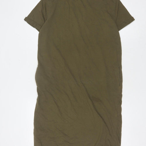 Pull&Bear Women’s Green T-Shirt Dress, Size 8, Cotton Casual