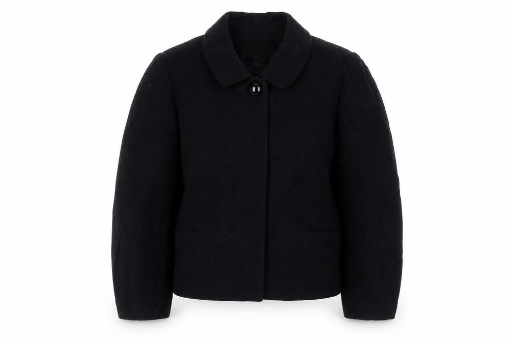 Front view of Banana Republic Women's Black Blazer Cotton Wool